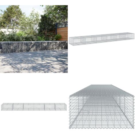 Cesta de gaviones con cubierta hierro galvanizado 600x100x50 cm - Gaviones para jardín - Muros de contención