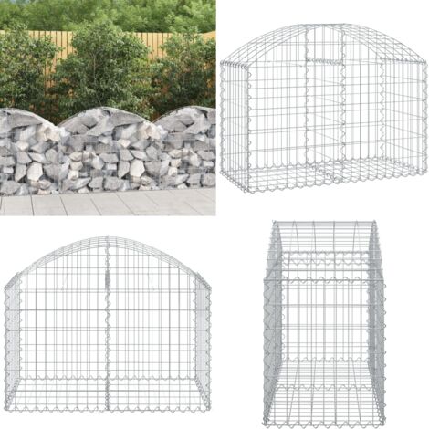 Cesta de gaviones forma arco hierro galvanizado 100x50x60/80 cm - Muro de contención - Jardín decorativo