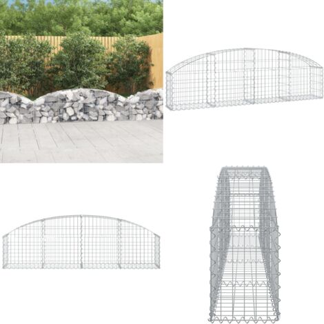 Cesta de gaviones forma arco hierro galvanizado 200x30x40/60 cm - Muro de contención - Jardín decorativo