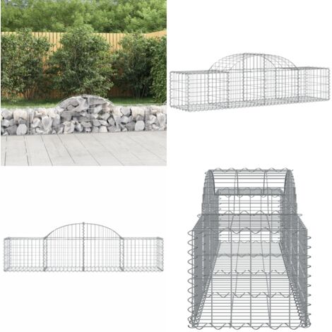 Cesta de gaviones forma arco hierro galvanizado 200x50x40/60 cm - Muro de contención - Jardín decorativo