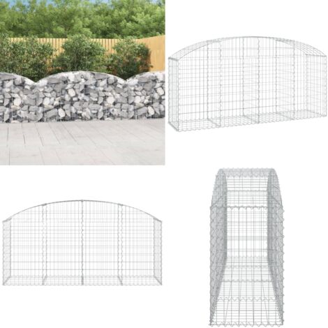Cesta de gaviones forma arco hierro galvanizado 200x50x80/100cm - Muro de contención - Jardín decorativo