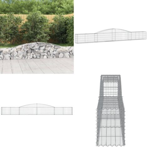 Cesta de gaviones forma arco hierro galvanizado 400x30x40/60 cm - Muro de contención - Jardín decorativo