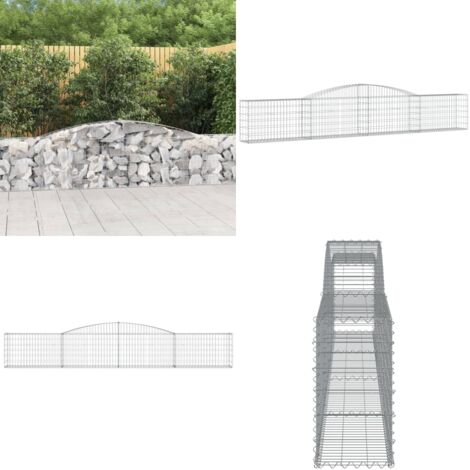 Cesta de gaviones forma arco hierro galvanizado 400x30x60/80 cm - Muro de contención - Jardín decorativo