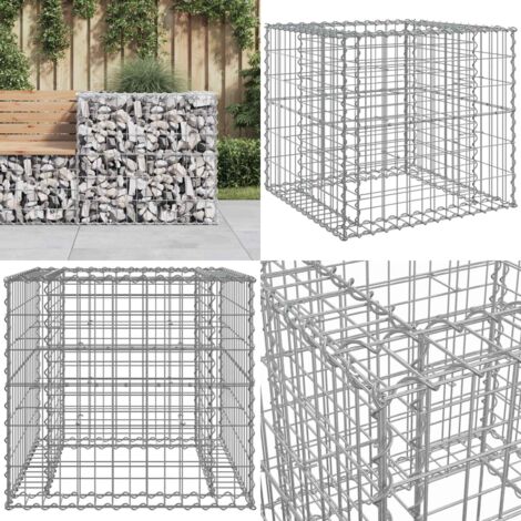 Cesta de gaviones hierro galvanizado color plateado 70x70x65 cm - Gaviones - Hierro galvanizado