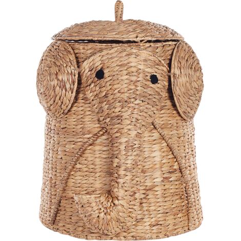 Cesta de jacinto de agua natural beige 68 cm elefante habitación infantil Dogon