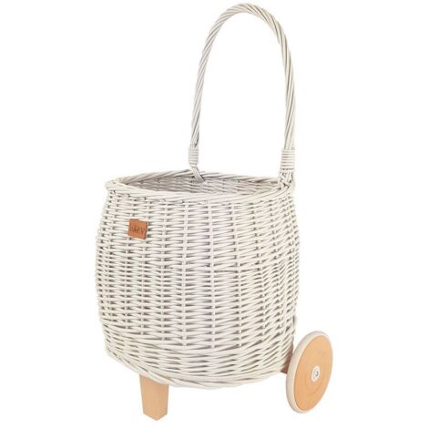 Cesta de juguetes blanca con ruedas Pully