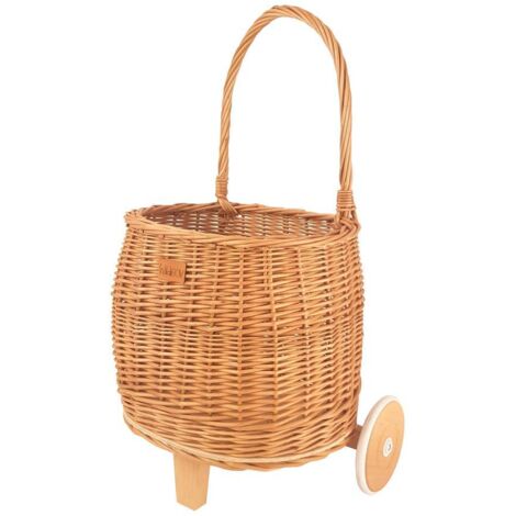 Cesta de juguetes natural con ruedas Pully