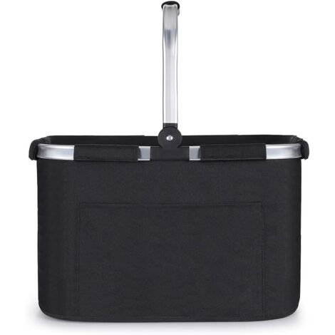 Cesta de la compra plegable de 30 l, cesta de picnic grande con asas acolchadas, práctica cesta plegable, bolsa de la compra con marco de aluminio, cesta resistente, ideal para viajes, picnics, comest