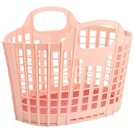 Cesta de la compra plegable para baño, cesta de ducha portátil con asa, organizador de ducha, cestas de almacenamiento huecas duraderas,Pink