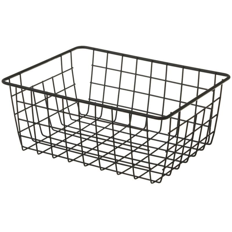 

Cesta de metal negra organizadora con rejilla de 35x29x15 cm