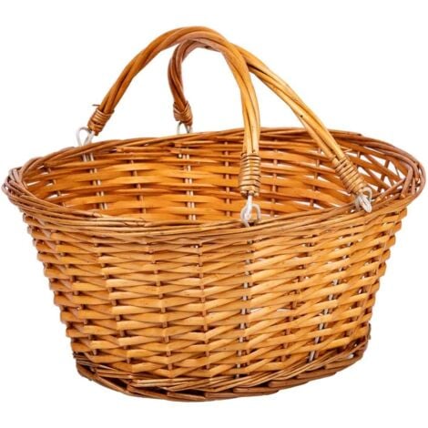 WANDERLUST DECO Cesta de mimbre asa abatible marrón 35x28x30