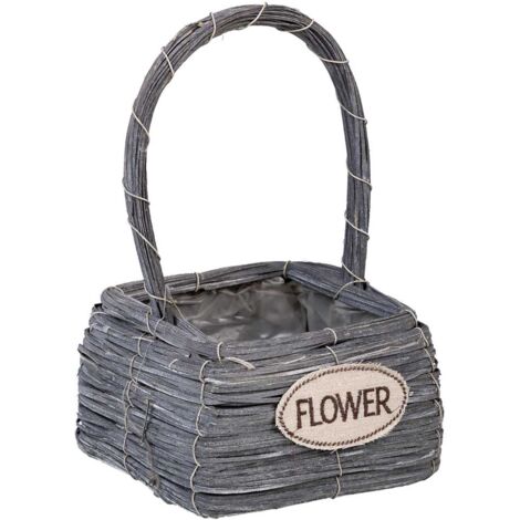 Cesta de mimbre gris 17x17x28