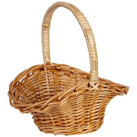 Cesta de mimbre marrón 24x18x8/11/22h cm