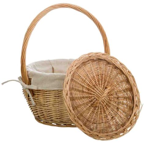 Cesta de mimbre marrón forrada 32x32x20/28