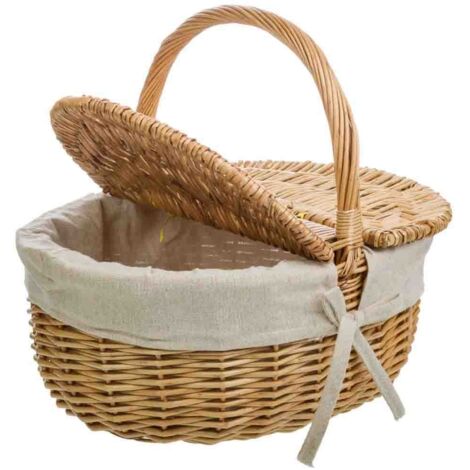 Cesta de mimbre marrón forrada 35x28x14,5/31