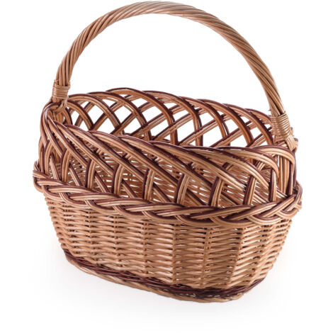 Cesta de mimbre para la compra, calada, para verduras, frutas, cesta para setas, estándar, sí