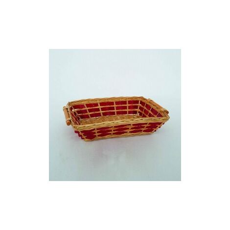Cesta de mimbre rectangular con asas Rojo Natural 53x39x h14 cm