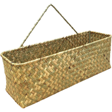 Cesta de pared de bambú ligera y multifuncional – Modelo EcoBamboo de 30 x 10 cm – color amarillo natural, para decoración o almacenamiento en exteriores.