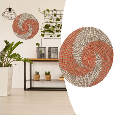 Cesta de pared de sisal hecha a mano, 40 cm, decoración colgante multifuncional con aislamiento térmico, cesta tejida para el salón.