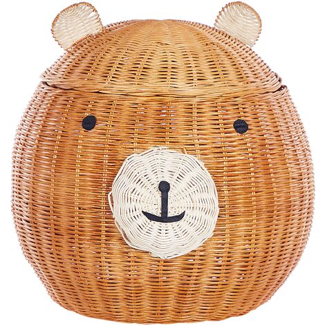 Cesta de ratán natural beige 43 cm oso habitación infantil Himba