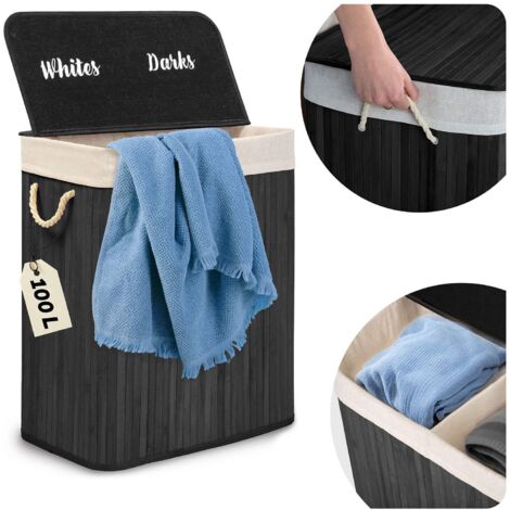 Cesta de ropa de bambú con tapa 100 l Massido