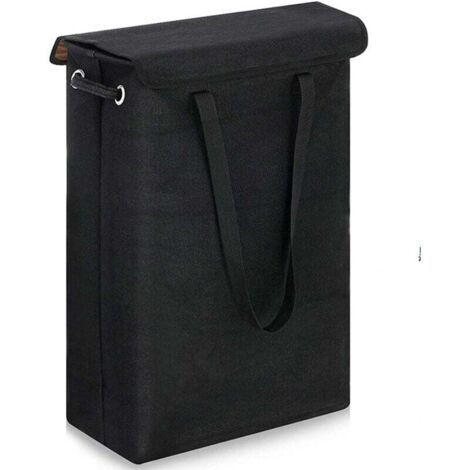 Cesta de ropa fina con tapa (negra) – 45 l – Cesta de ropa fina grande, transpirable y plegable – Cesta de almacenamiento grande para ropa y dormitorio