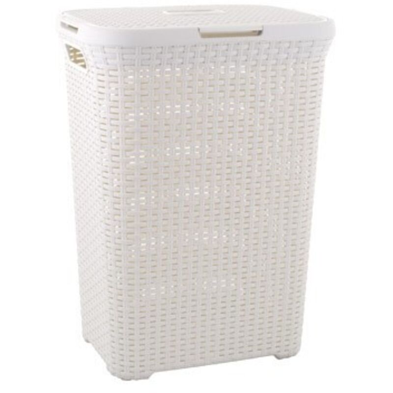 Cesto Orden Ropa 60Lt Ratan Blanco Rectangular Con Tapa Vintage Mysty