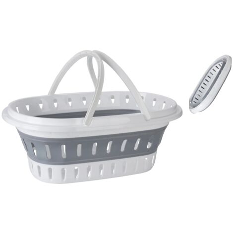Cesta de ropa plegable de 25 litros con asas cómodas y orificios de ventilación, color blanco roto