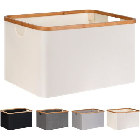Cesta de ropa plegable de 453022 cm, cesta de almacenamiento plegable de fibra de bambú, cesto de ropa plegable, cesto de ropa para dormitorio/baño (beige)