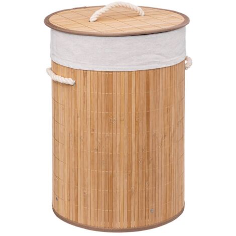 Cesta de ropa redonda de bambú de 48 l
