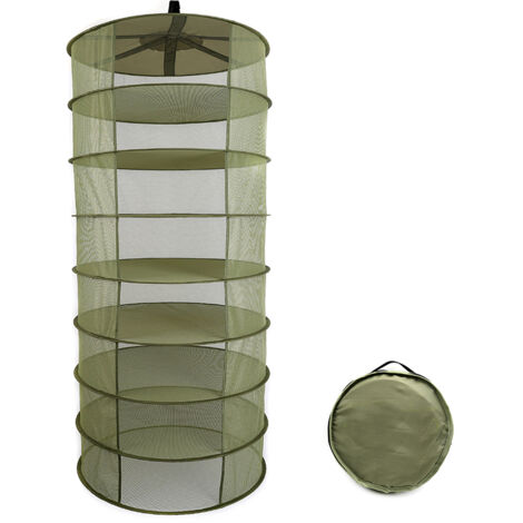 Cesta de secado plegable de 8 niveles, con abertura de malla, 600 mm de diámetro, para hierbas y plantas.