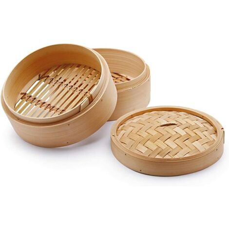 Cesta de Vapor de Bambú para Cocinar Asiático 20 cm