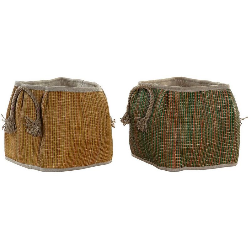 

Cesta DKD Home Decor Algodón Fibra Boho (2 pcs)