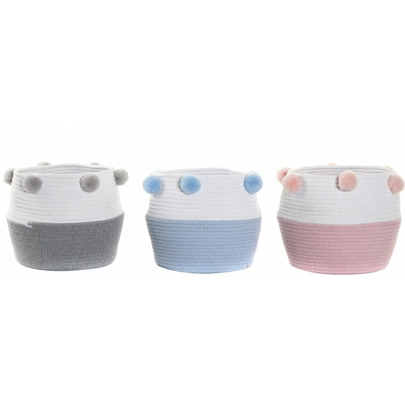

Cesta DKD Home Decor Algodón Pompones (3 pcs) (30 x 30 x 26 cm)