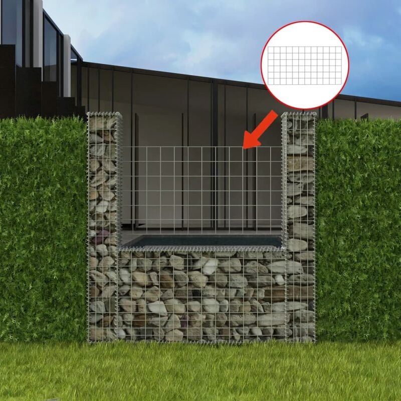 

Youthup - Cesta en forma de U muro de gaviones galvanizado 160x20x150 cm - Plateado