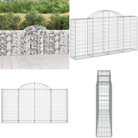 Cesta gaviones forma arco hierro galvanizado 200x30x100/120 cm - Muro de contención - Jardín decorativo