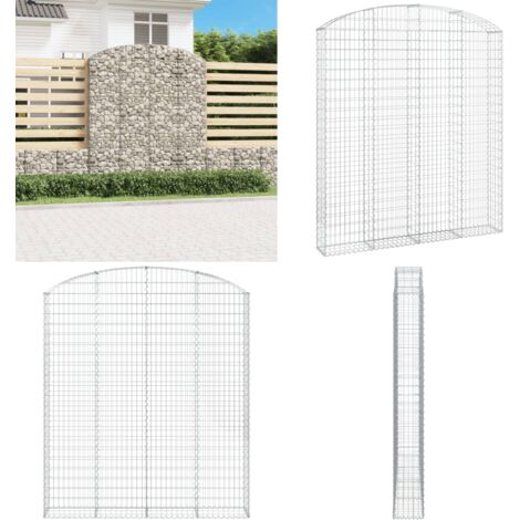 Cesta gaviones forma arco hierro galvanizado 200x30x220/240 cm - Muro de contención - Jardín decorativo