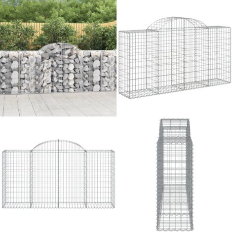 Cesta gaviones forma arco hierro galvanizado 200x50x100/120 cm - Muro de contención - Jardín decorativo