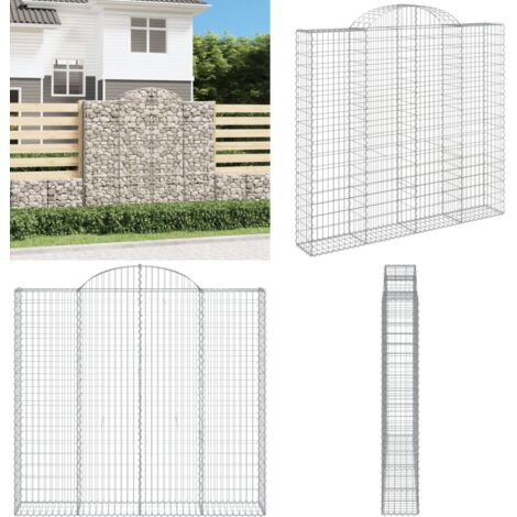 Cesta gaviones forma arco hierro galvanizado 200x50x180/200 cm - Muro de contención - Jardín decorativo