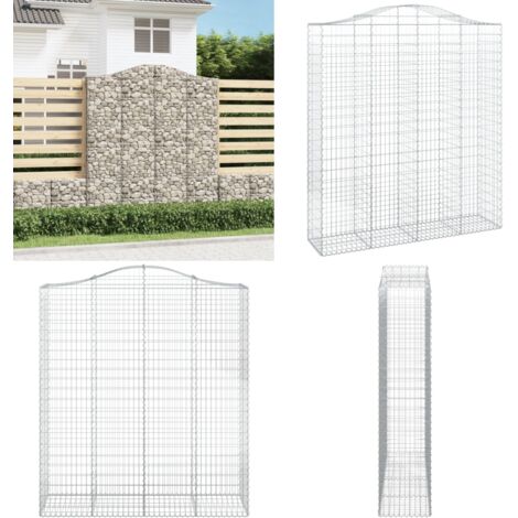 Cesta gaviones forma arco hierro galvanizado 200x50x220/240 cm - Muro de contención - Jardín decorativo