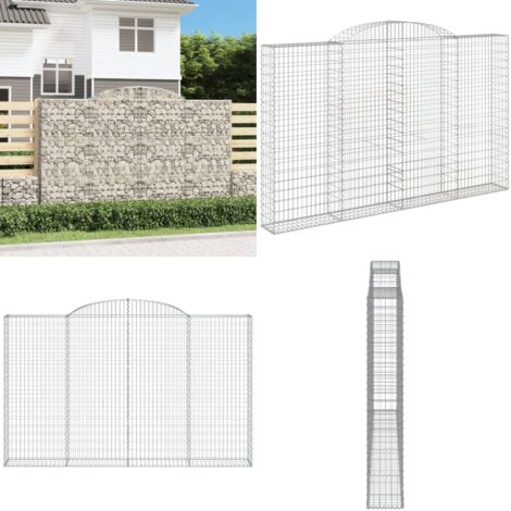 Cesta gaviones forma arco hierro galvanizado 300x30x180/200 cm - Muro de contención - Jardín decorativo