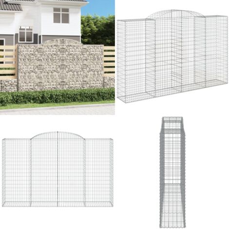 Cesta gaviones forma arco hierro galvanizado 300x50x180/200 cm - Muro de contención - Jardín decorativo