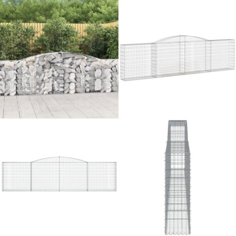 Cesta gaviones forma arco hierro galvanizado 400x30x100/120 cm - Muro de contención - Jardín decorativo
