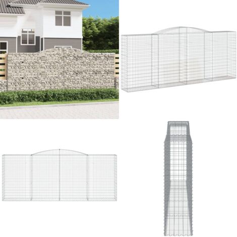 Cesta gaviones forma arco hierro galvanizado 400x50x160/180 cm - Muro de contención - Jardín decorativo