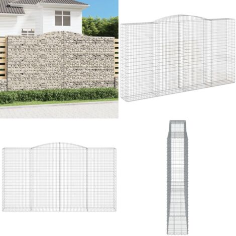 Cesta gaviones forma arco hierro galvanizado 400x50x220/240 cm - Muro de contención - Jardín decorativo