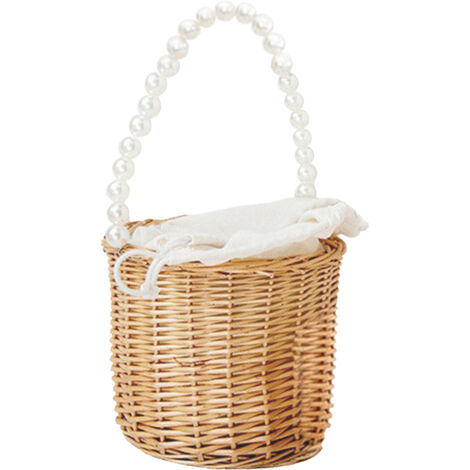 Cesta grande de cuentas con forro impermeable – Cesta de mimbre hecha a mano para flores y recuerdos – Regalo grande hecho a mano 18
