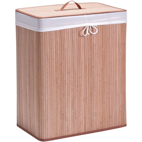 Cesta in Bamboo per Biancheria con 2 Scomparti