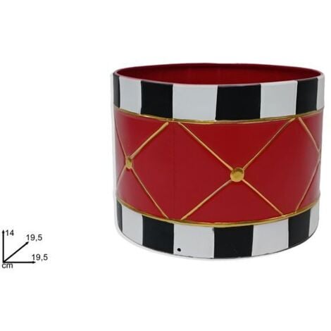 DUE ESSE CHRISTMAS CESTA IN LATTA DECORO TAMBURO ROSSO H14 DIAM 19.5 DI DUEESSE CHRISTMAS