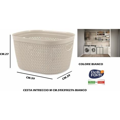 CESTA INTRECCIO L CM.39X59X27h BIANCO SALVASPAZIO ARMADIO - Big