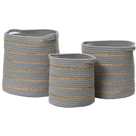 Cesta intreciata grigio e oro piccola